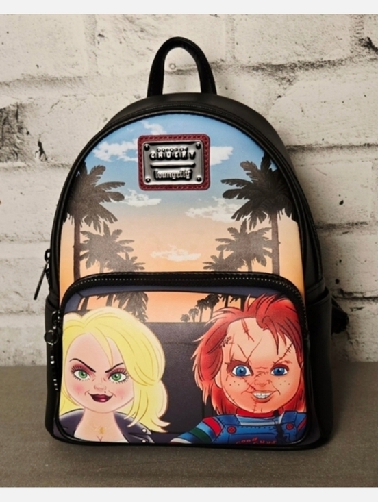 Kids Black Mini Backpack with Cartoon Character Sunset Print